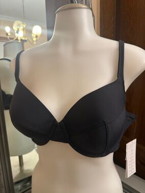 Mott 50 38D Celeste Black Underwire Bikini Top Swim Bra with Molded Cups